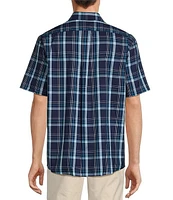 Roundtree & Yorke TravelSmart Short Sleeve Plaid Sport Shirt