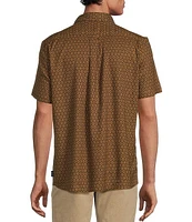 Rowm Big & Tall Crafted Collection Short Sleeve Geometric/Honeycomb Print Woven Shirt