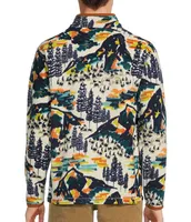 Rowm Nomad Collection Long Sleeve Fleece Abstract Scenic Print Quarter-Zip Pullover