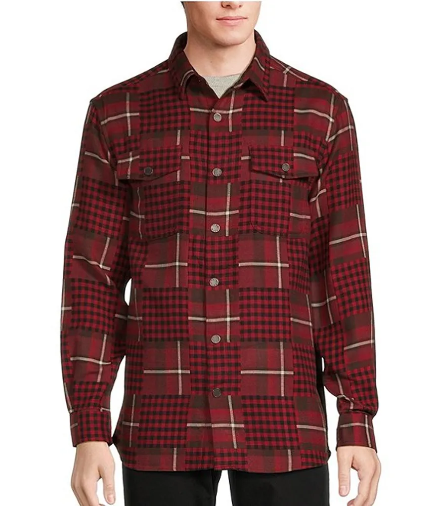 Rowm The Lodge Collection Long Sleeve Jacquard Patchwork Shirt Jacket