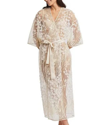 Rya Collection Embroidered 3/4 Sleeve Kiss Robe