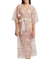 Rya Collection Stunning Coordinating 3/4 Sleeve Embroidered Robe