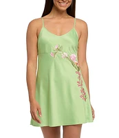 Rya Collection Valencia Satin Floral Embroidered Chemise