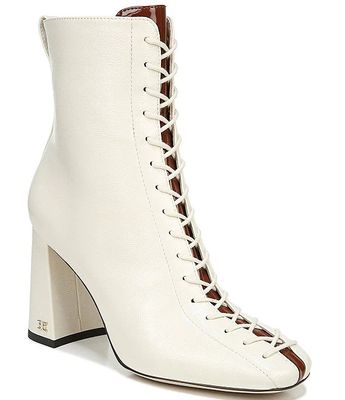 carney lace up velvet booties