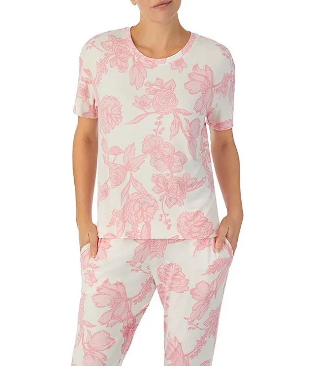 Sanctuary Floral Knit Short Sleeve Notch Collar & Jogger Pajama