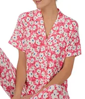 Sanctuary Floral Knit Short Sleeve Notch Collar & Jogger Pajama Set