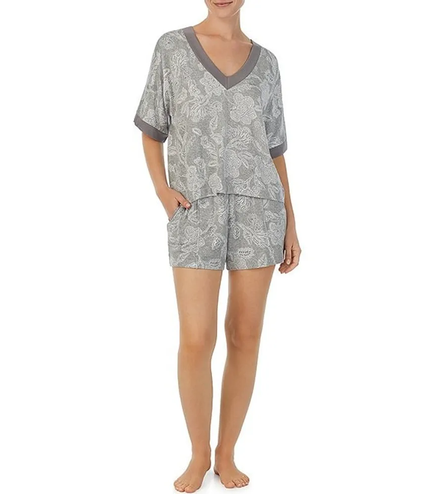 Sanctuary Floral Knit Short Sleeve Notch Collar & Jogger Pajama