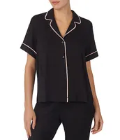 Sanctuary Solid Knit Short Sleeve Notch Collar & Jogger Pajama Set