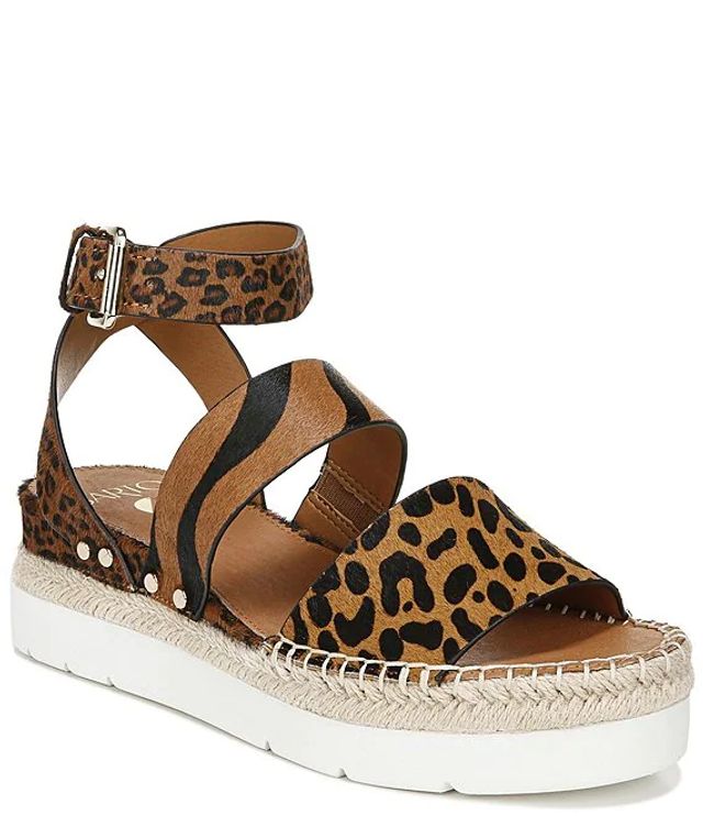 Franco Sarto Sarto by Franco Calvin Leopard Calf Hair Flatform Sandals |  The Shops at Willow Bend