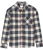 Scene&Heard Big Boys 8-20 Long Sleeve Navy Plaid Sport Shirt