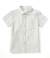 Scene&Heard Little Boys 2T-7 Short Sleeve Striped Seersucker Woven Button-Front Shirt