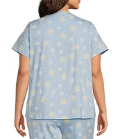 Sleep Sense Plus Dandelion Print Short Sleeve Scoop Neck Knit Coordinating Top