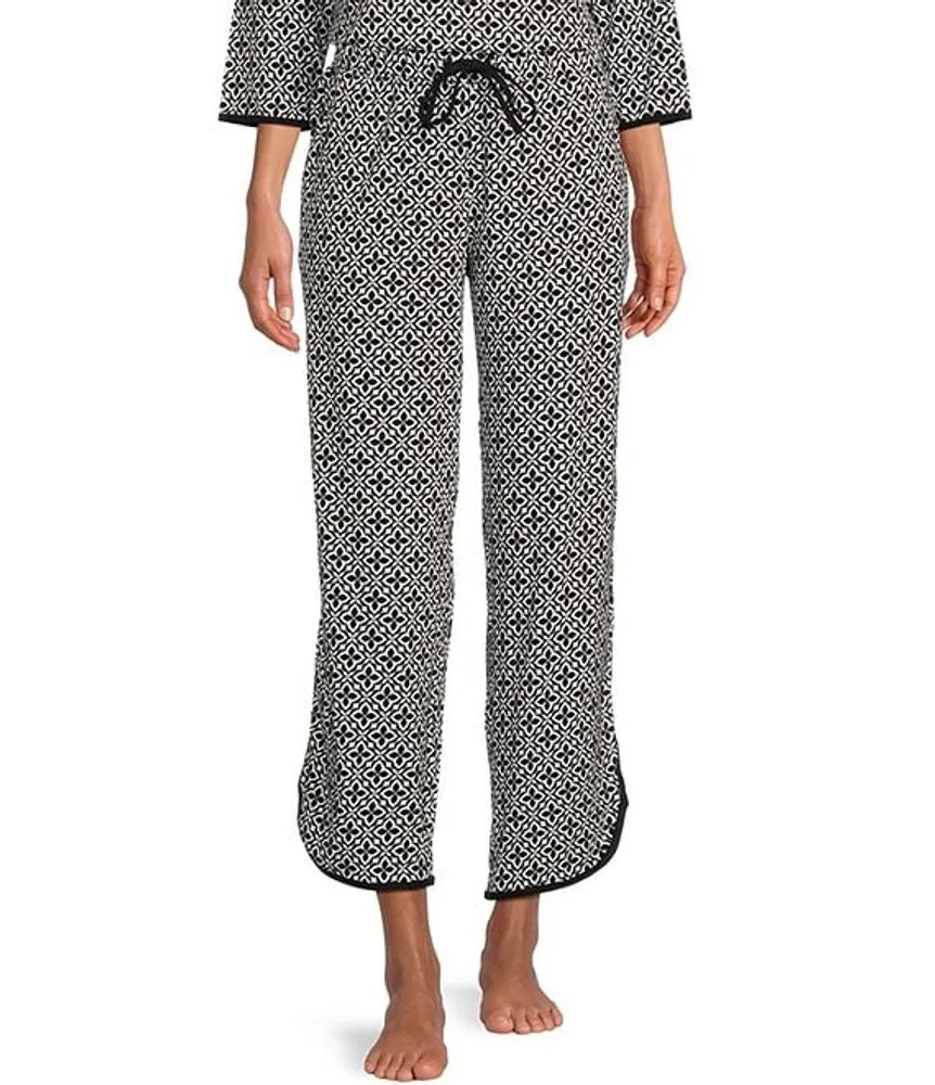 Sleep Sense Tile Print Drawstring Tie Coordinating Knit Pant