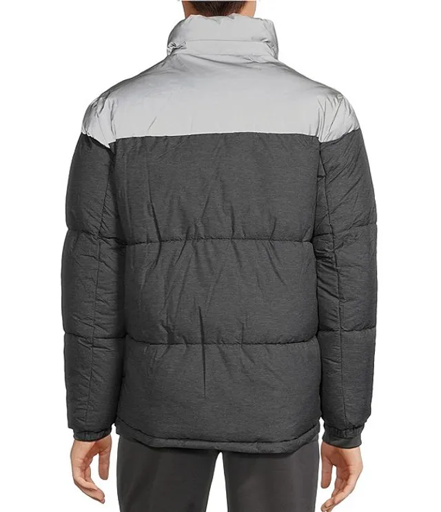 Solaris Reflective Heathered Colorblock Hooded Puffer Jacket