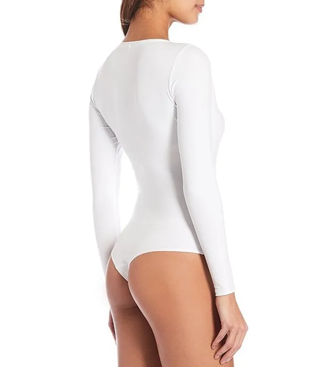 Assets By Spanx Women's Long Sleeve Thong Bodysuit - White Xl : Target