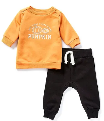 Starting Baby Boys Newborn-9 Months Long Sleeve Pumpkin Bodysuit & Pants Two Piece Set