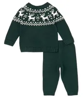 Starting Out Baby Boy 3-24 Months Round Neck Long Sleeve Fair Isle Sweater & Pants Set