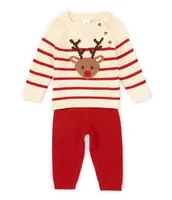 Starting Out Baby Boy 3-24 Months Round Neck Long Sleeve Reindeer Sweater & Pants Set