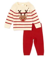 Starting Out Baby Boy 3-24 Months Round Neck Long Sleeve Reindeer Sweater & Pants Set