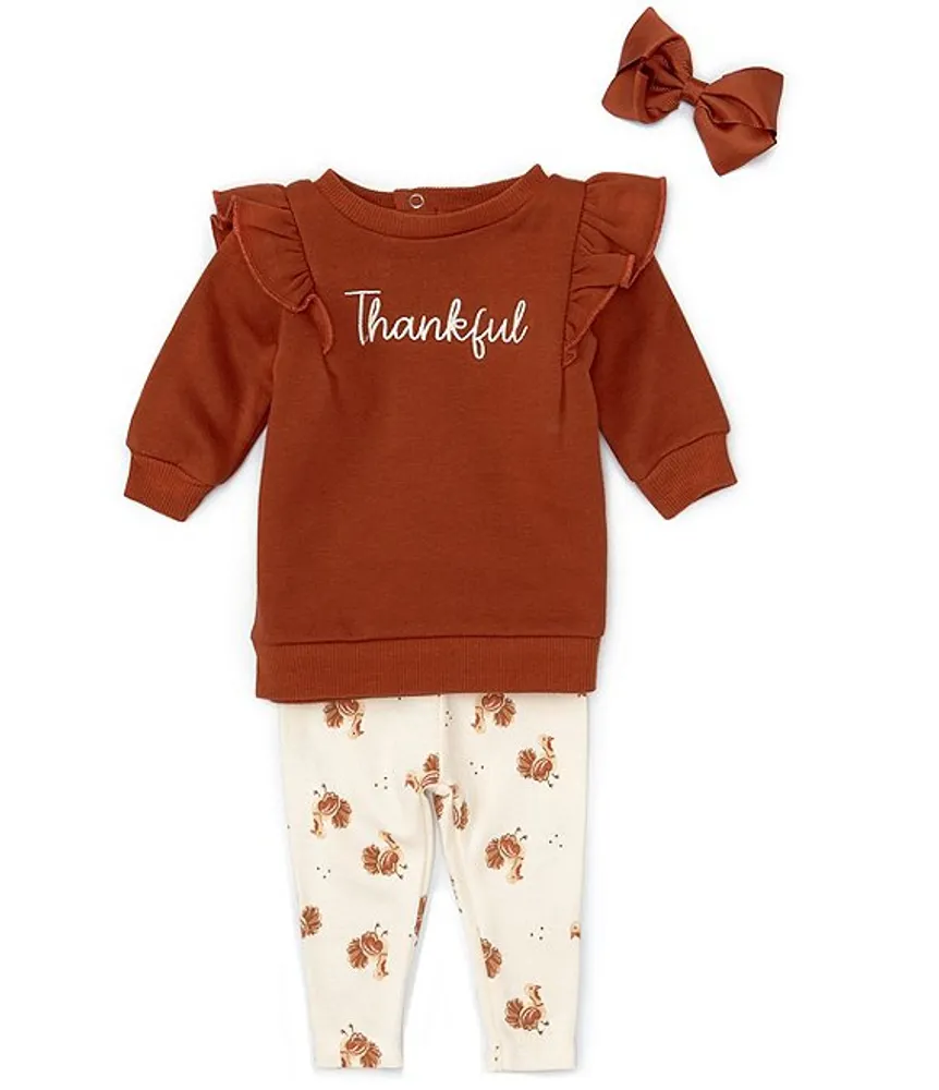 Starting Out Baby Girls 12-24 Months Long Sleeve Thankful Turkey Print Pullover & Leggings Set