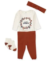 Starting Out Baby Girls Newborn-12 Months Long Sleeve First Thanksgiving Bodysuit & Ruffle Leggings Set