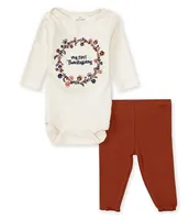 Starting Out Baby Girls Newborn-12 Months Long Sleeve First Thanksgiving Bodysuit & Ruffle Leggings Set