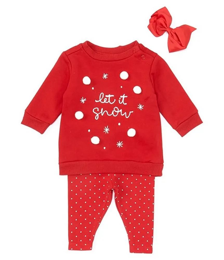 Starting Out Baby Girls Newborn-24 Months Let it Snow Long Sleeve Top & Stripe Leggings Set