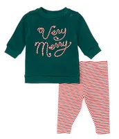 Starting Out Baby Girls Newborn-24 Months Very Merry Long Sleeve Top & Stripe Leggings Set