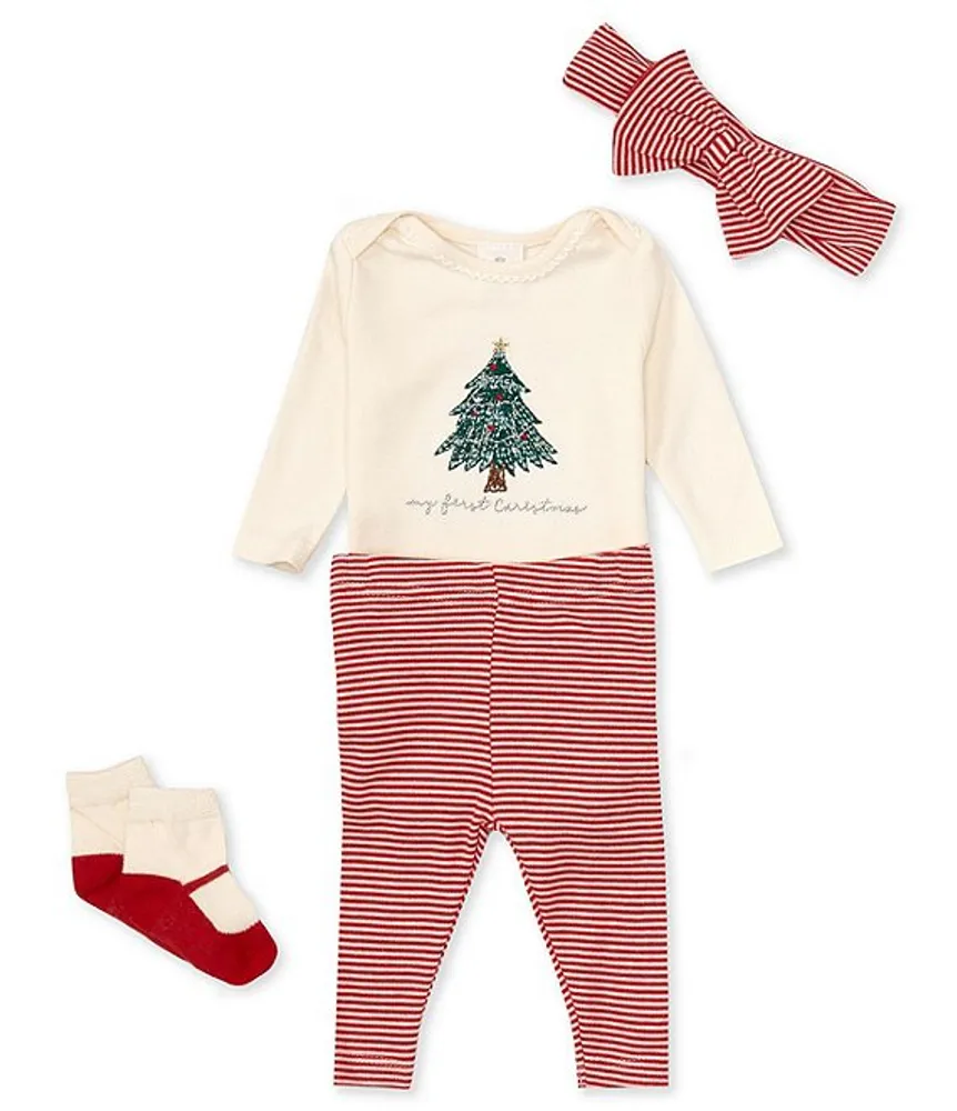 Starting Out Baby Girls Newborn-9 Months My 1st Christmas Long Sleeve Bodysuit & Stripe Leggings Set