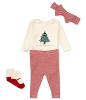 Starting Out Baby Girls Newborn-9 Months My 1st Christmas Long Sleeve Bodysuit & Stripe Leggings Set