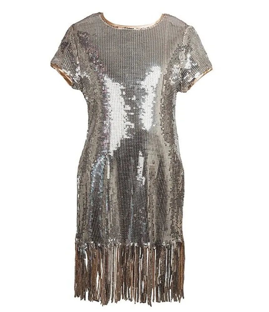 Stella 88 Big Girls 7-16 Cap-Sleeve Allover-Sequin-Embellished T-Shirt Dress