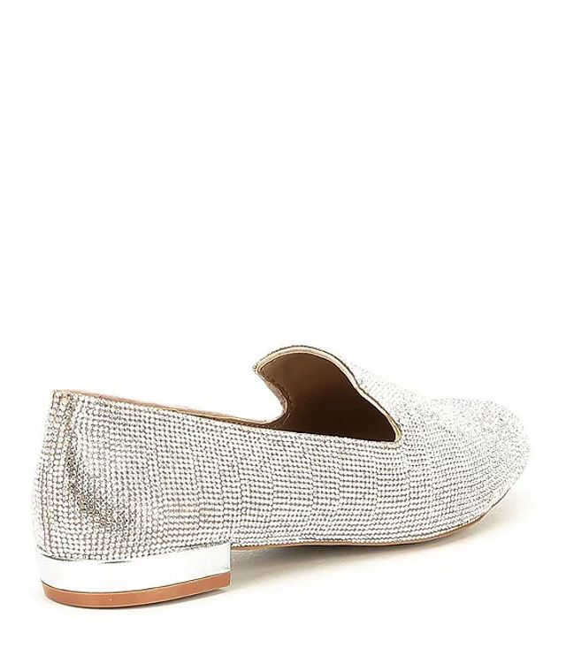 Flat deals shoes steve madden smile rhinestone block heel loafers