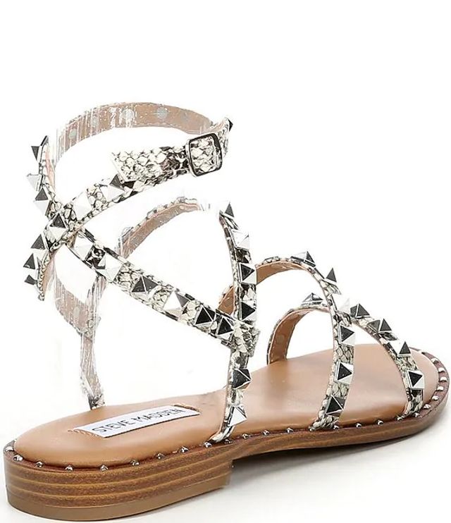 Steve Madden Travel Snake-Print Studded Sandals | Pueblo Mall