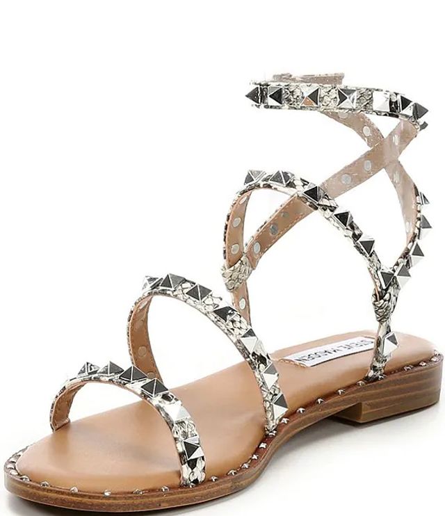 Steve Madden Travel Snake-Print Studded Sandals | Pueblo Mall