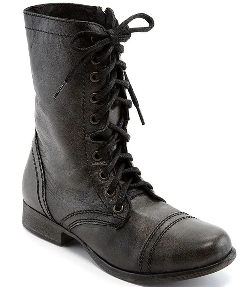 permanecer Competidores Marketing de motores de búsqueda Steve Madden Troopa Military-Inspired Zipper Lace Up Leather Combat Boots |  Alexandria Mall