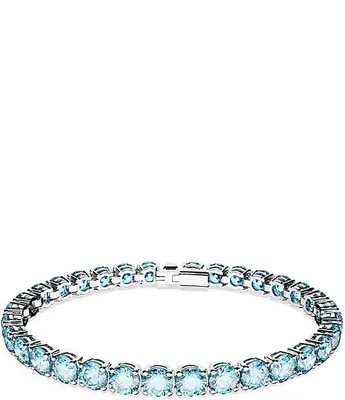 Swarovski Matrix Collection Blue Rhodium-Plated Tennis Crystal Line Bracelet