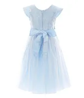 Sweet Kids Little Girls 2-6 Cap Sleeve Sequin Embellished Floral Lace/Satin/Crystal Tulle Fit & Flare Dress