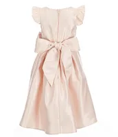 Sweet Kids Little Girls 2-6 Flutter Sleeve Bow Detail Pleated Dull Satin Tea Dress