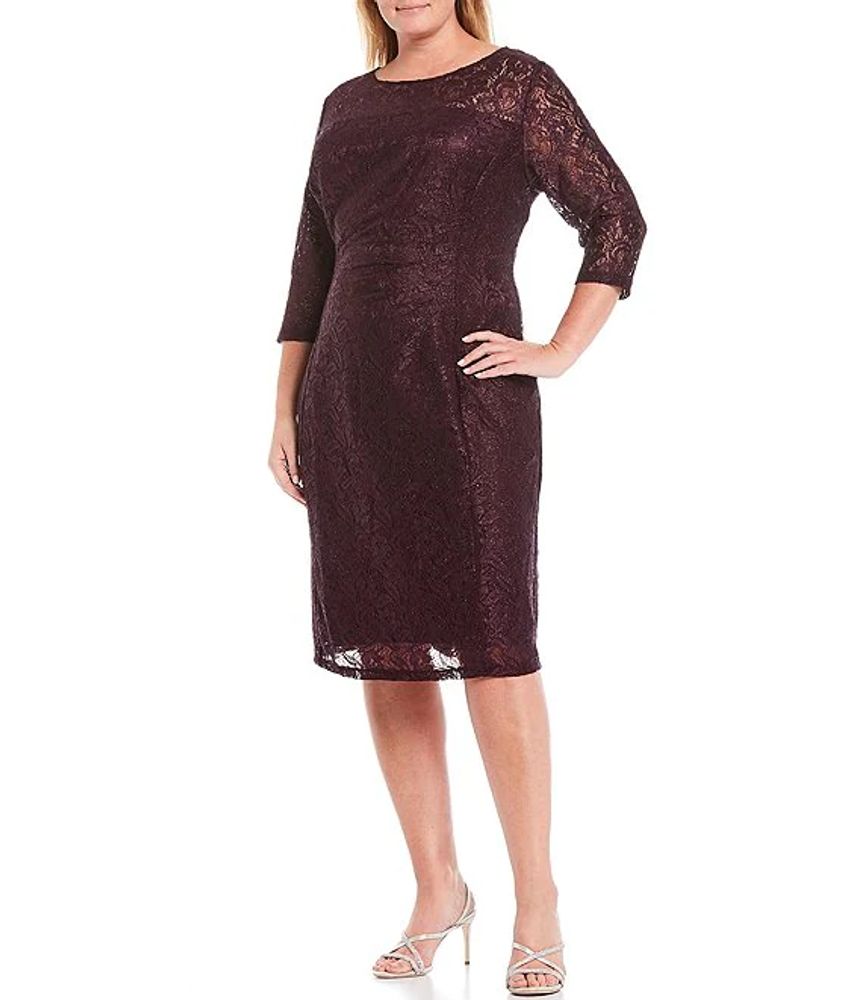 Tahari ASL Plus 3/4 Sleeve Stretch Lace Knit Sheath Dress | The Shops at  Willow Bend