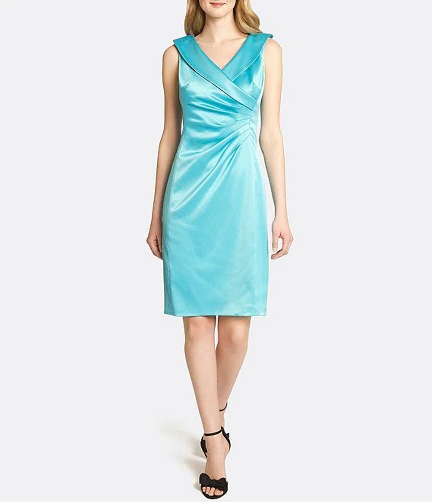 Tahari ASL Portrait Collar Stretch Satin Sheath Dress | Brazos Mall