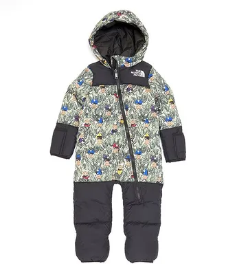 The North Face Baby Newborn-24 Months Long-Sleeve Retro Nuptse Bear Printed/Color Block Bunting Ski Snowsuit