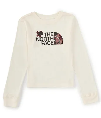 The North Face Little/Big Girls 6-16 Long Sleeve White Floral Logo T-Shirt