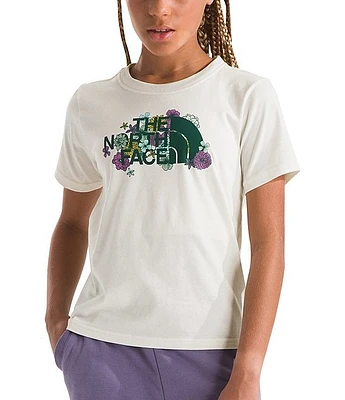The North Face Little/Big Girls 6-16 Short Sleeve White Floral Logo T-Shirt