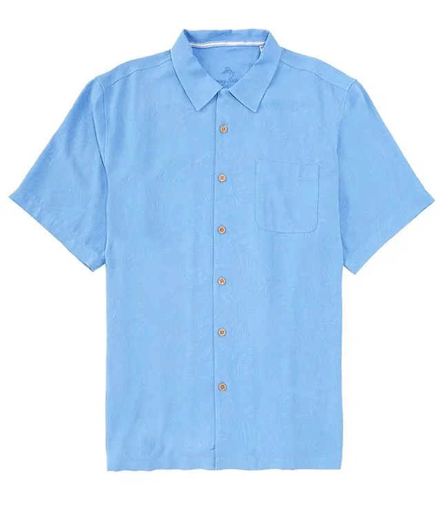 Tommy Bahama Vine Lines Short Sleeve Silk Button-Up Shirt Linen Sky