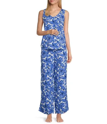 Tommy Bahama Floral Print Sleeveless V-Neck Woven Pajama Set