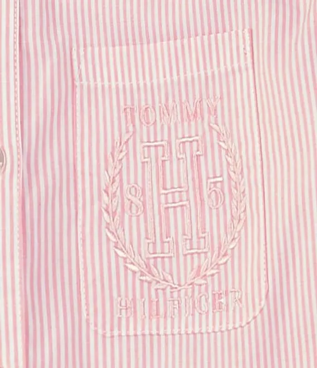 Tommy Hilfiger Big Girls 7-16 Cropped Ithaca Stripe Poplin Button