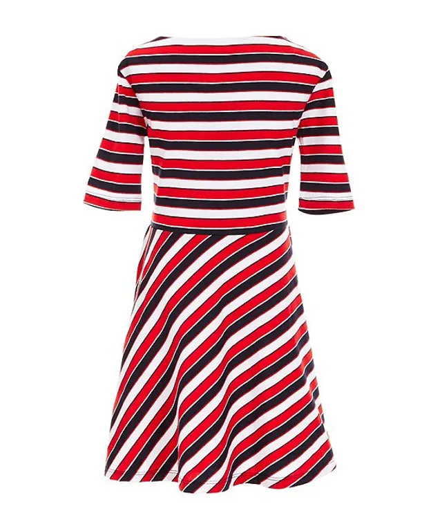 Tommy Hilfiger Big Girls 7-16 Short Sleeve Americana Striped Dress