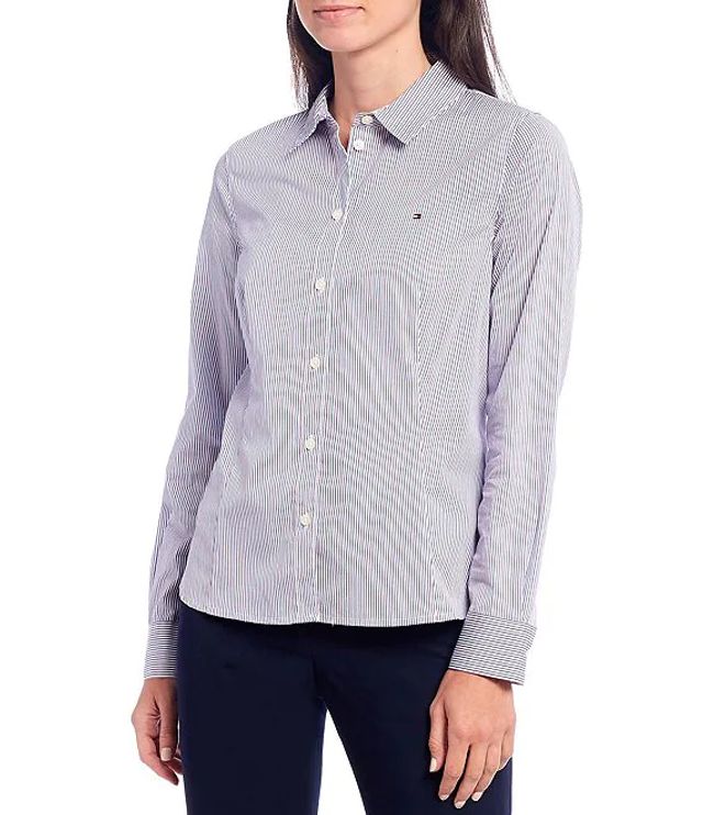 Tommy Hilfiger Contrast Square Print Cotton Oxford Cloth Long Sleeve Shirt | Brazos