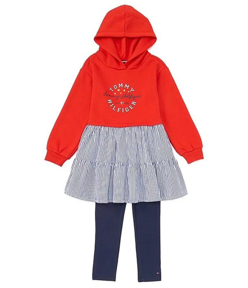 Tommy Hilfiger Little Girls 2T-6X Long Sleeve Hoodie Dress & Stretch Jersey  Legging 2-Piece Set