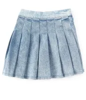 Tractr Big Girls 7-16 Overlap Pleated Denim Skirt